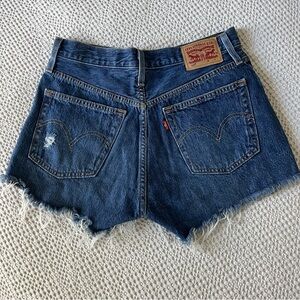 Levi’s 501 dark wash denim cutoff shorts
